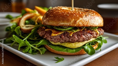  Deliciously stacked burger ready to be savored