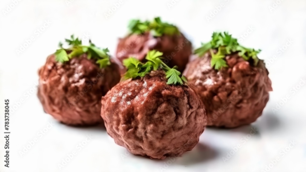 Deliciously prepared meatballs with a fresh garnish Deliciously prepared meatballs with a fresh garnish