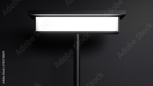 Illuminated mall signpost, blank for branding, sleek design, commercial space , advertise photo