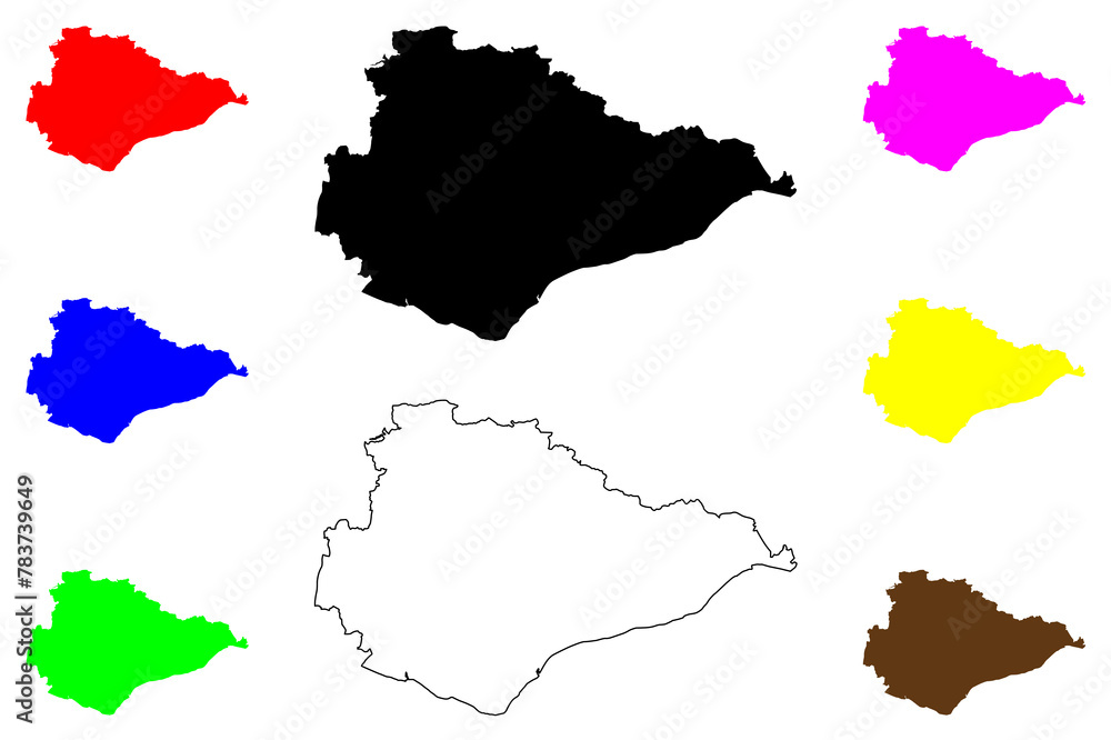 Fototapeta premium East Sussex (United Kingdom of Great Britain and Northern Ireland, England, Non-metropolitan county, shire county) map vector illustration, scribble sketch East Sussex map....