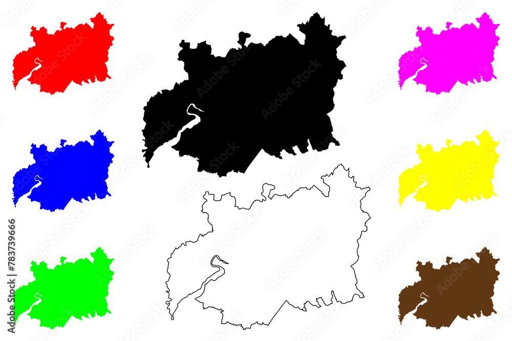 Gloucestershire (United Kingdom of Great Britain and Northern Ireland, England, Non-metropolitan county, shire county) map vector illustration, scribble sketch Gloucs.(Glos.) map....