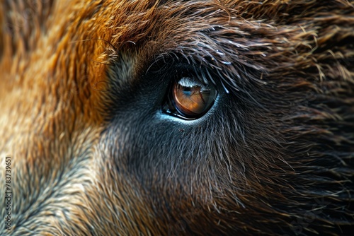 Mesmerizing Bear eye closeup macro. Russian wild. Generate Ai