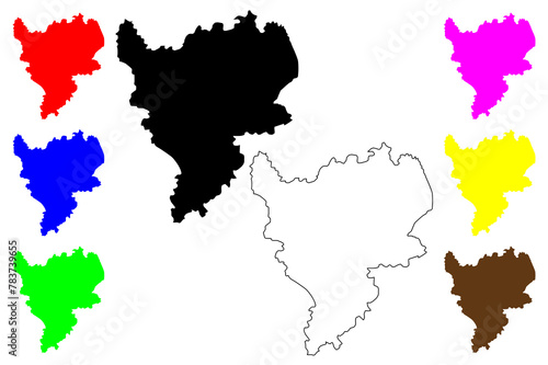 East Midlands Region (United Kingdom of Great Britain and Northern Ireland, Region of England) map vector illustration, scribble sketch East Midlands map