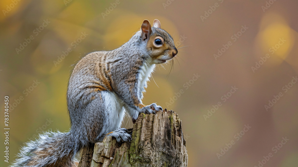 A profile portrait of a grey squirrel