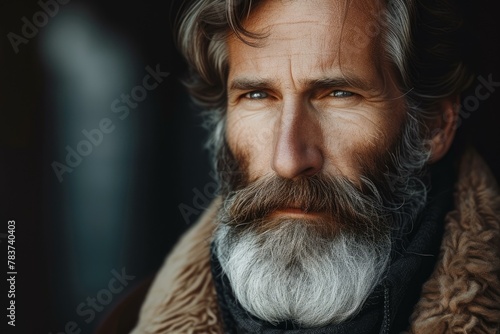 Hirsute Bearded mature man. Happy fashion. Generate Ai