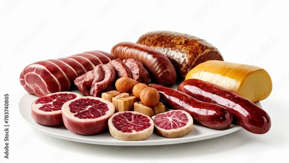  Delicious assortment of cured meats and citrus fruits