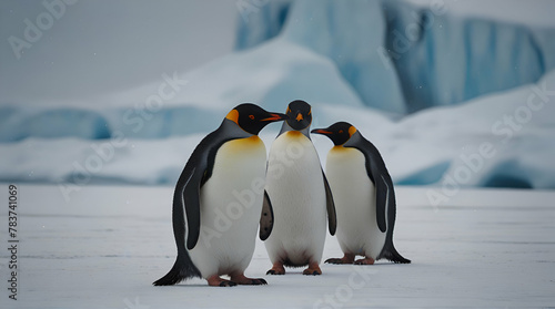 Gentoo penguin colony on a hillside on the west coast of the Ant.generative.ai photo