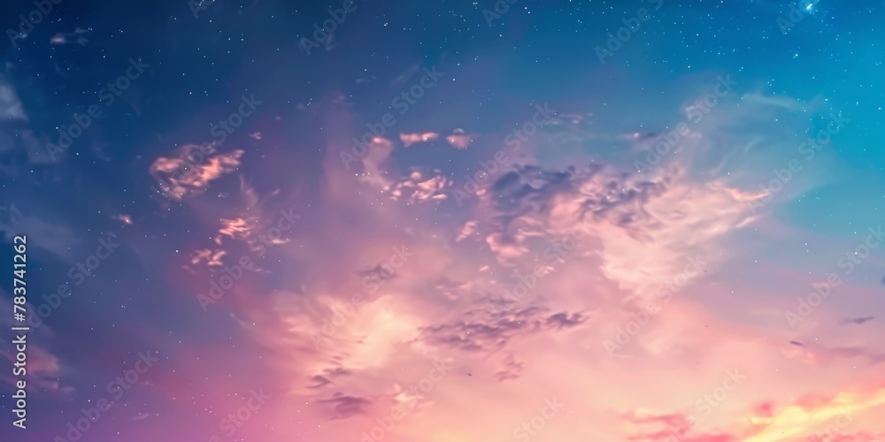 Vivid Cosmic Sky With Hues of Blue and Magenta at Twilight