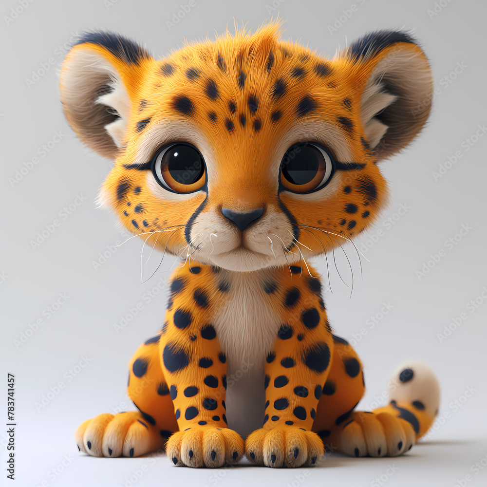 A cute and happy baby cheetah 3d illustration A cute and happy baby cheetah 3d illustration