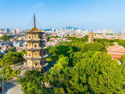 Early morning scenery of Kaiyuan Temple in Quanzhou, Fujian, China photo