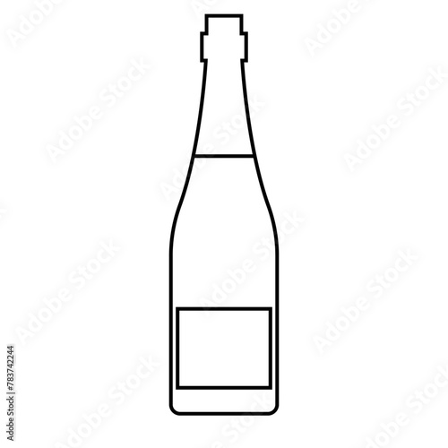ワイン　ボトル　アイコン　シンプル	線