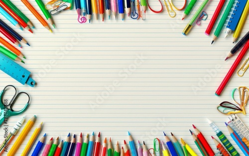 Assortment of coloured pencils with shadow on white background