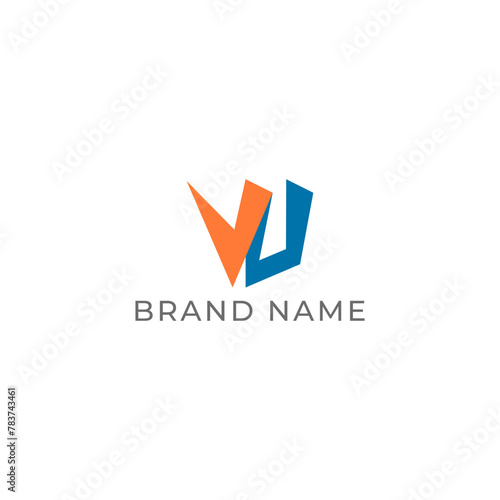 Free Download ILLUSTRATION LETTER VU GEOMETRIC LOGO ICON BLUE ORANGE FLAT COLOR TEMPLATE SIMPLE MINIMALIST ELEMENT DESIGN SIMPLE VECTOR GOOD FOR APPS, BRAND  - GFXLoad