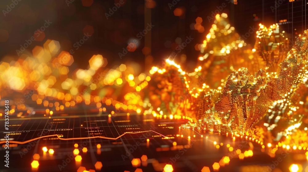 Fototapeta premium Graphic representation of gold price fluctuations