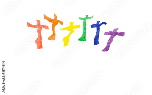 Rainbow drawing of LGBT crosses white background with copy space for texts  concept for celebrating  supporting and attending the pride month events of LGBTQ  people around the world.