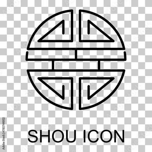 Traditional shou icon, spiritual isolated shu flat symbol, asian vector illustration
