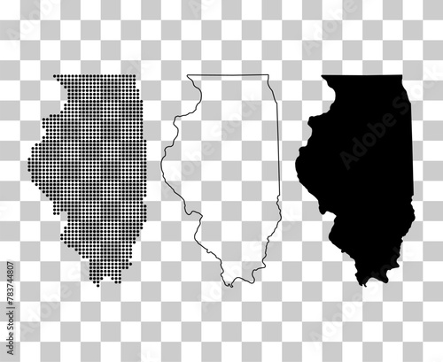 Set of Illinois map, united states of america. Flat concept icon vector illustration