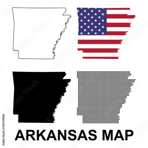 Set of Arkansas map, united states of america. Flat concept icon symbol vector illustration photo