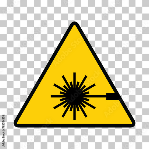 Laser radiation danger label icon, safety protection information symbol vector illustration