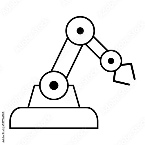 Mechanical robot arm machine icon, technology hydraulic robotic hand, vector illustration