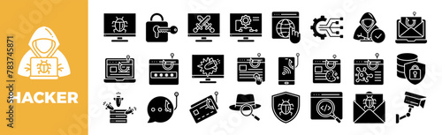 Hacker Icon Set For Design Elements, computer, cyber, security, data, technology	