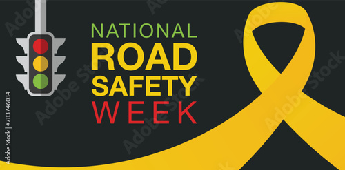 National Road safety week is observed every year in January and in May, It aims at making the roads and streets safer. Vector illustration