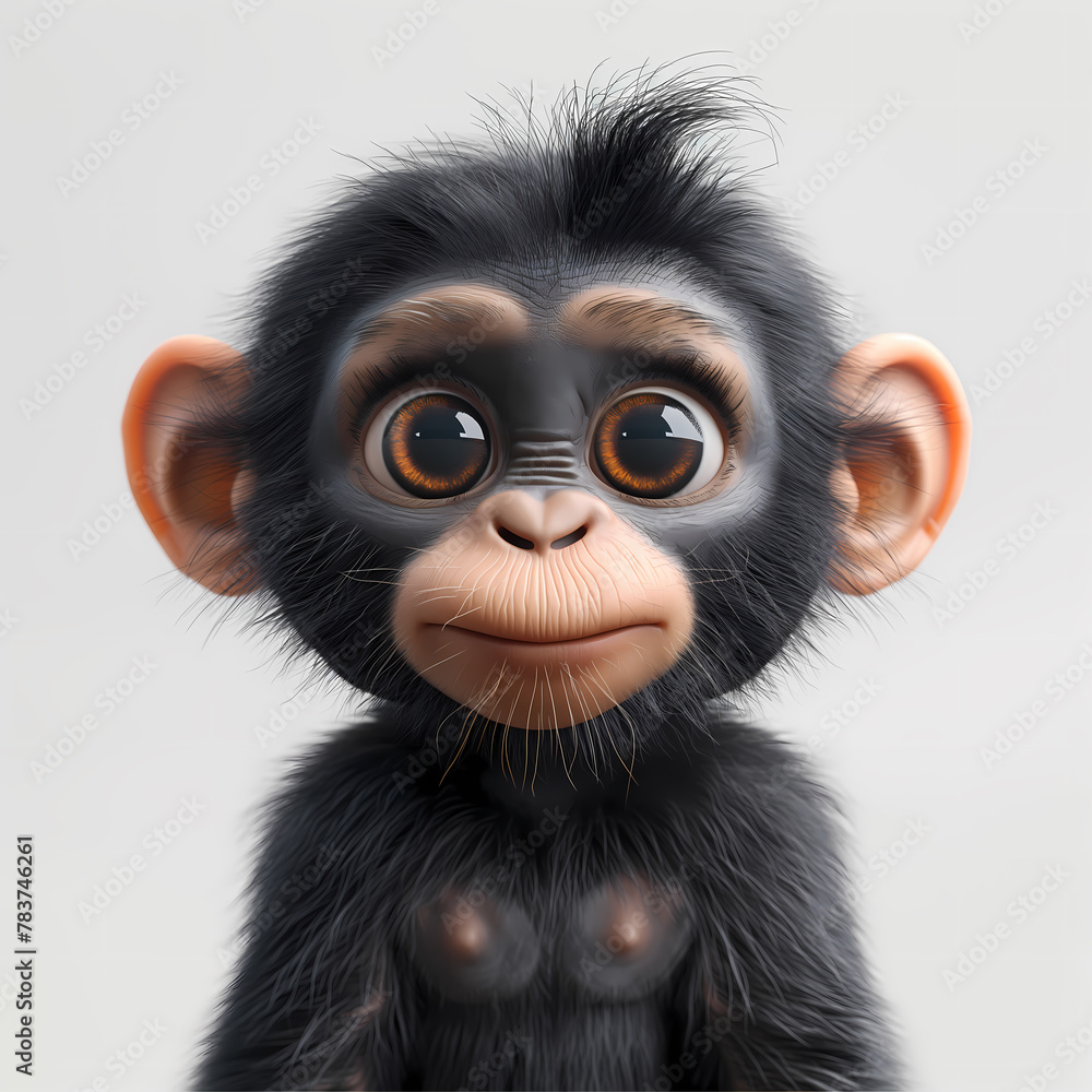 A cute and happy baby chimpanzee 3d illustration A cute and happy baby chimpanzee 3d illustration