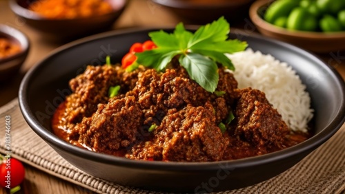  Delicious meal with rice and meat in a bowl