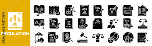 Regulation Icon Set For Design Elements, technology, legal, business, law, compliance