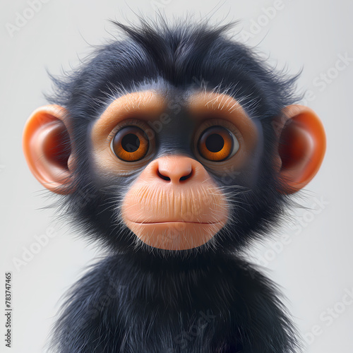 A cute and happy baby chimpanzee 3d illustration