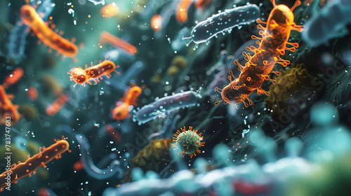 Helicobacter pylori bacterium, 3D illustration photo