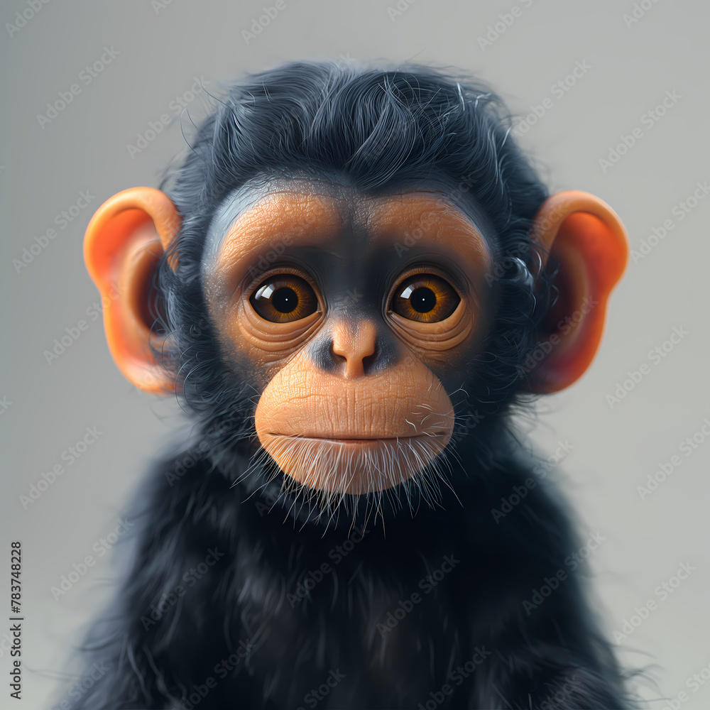 A cute and happy baby chimpanzee 3d illustration A cute and happy baby chimpanzee 3d illustration