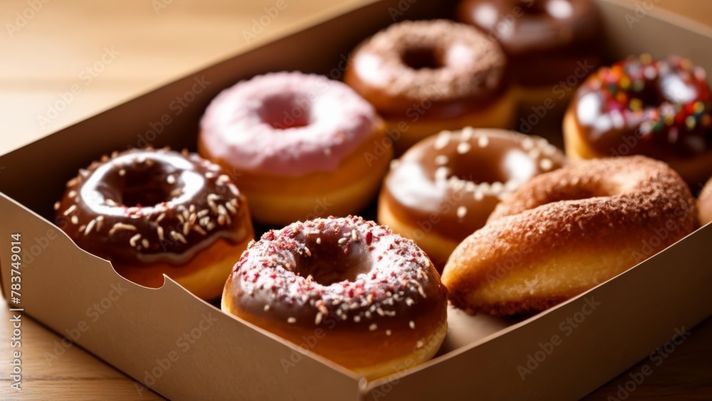  A box of sweet indulgence  12 delectable donuts in a variety of flavors and toppings