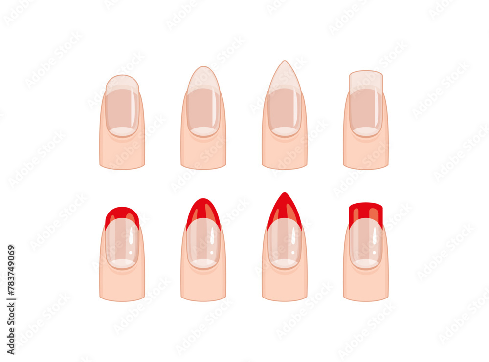 A set of fingernails with different shapes and designs. The nails are arranged in a row, with each one having a unique look-02 A set of fingernails with different shapes and designs. The nails are arranged in a row, with each one having a unique look-02