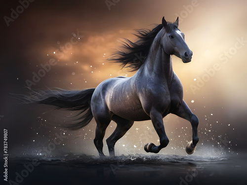 Amazing 3d Illustrator art wallpaper Horse abstract magical animal background with mare stallion wallpaper © mwaqar