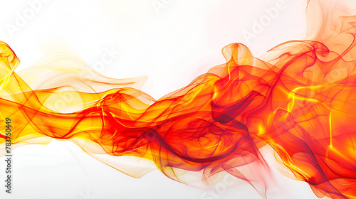 Red and orange smoke abstract on a white background , Background from the smoke of vape