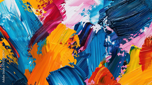 Expressive and bold paint strokes forming a vibrant abstract pattern.