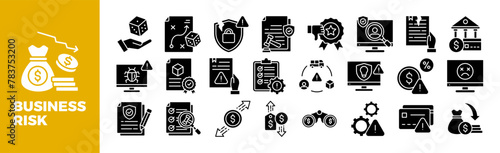 Business Risk Icon Set For Design Elements, management, control, strategy, finance, plan	