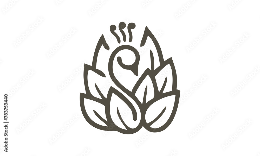 stork surrounded by leaves vector stork surrounded by leaves vector