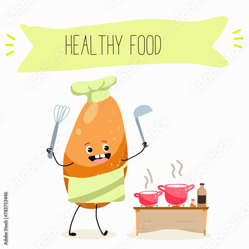 Cute papaya, pitahaya characters, funny fruits, characters with different activities. Flat vector illustration. Organic food, healthy food, illustrations for kids menu, invitations.