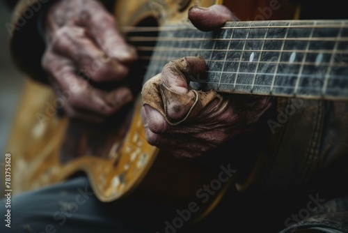 Beautiful old guitar hands. Originally and rare instrument with perfect sound. Generate AI