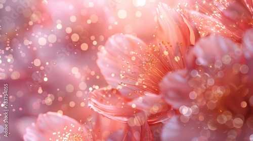 Abstract glowing pink flowers in bokeh