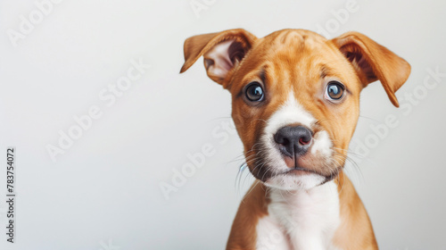 Studio portrait of a cute puppy dog.