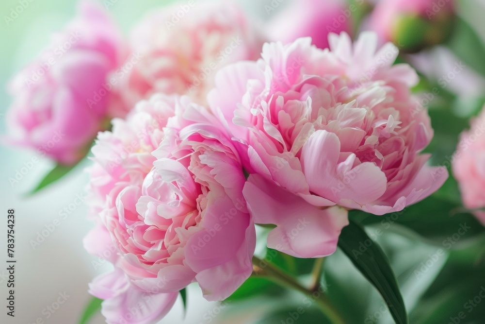 Pink peonies. Floral soft nature. Generate ai