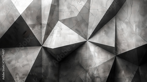 Sophisticated Monochrome Geometric Triangles Art, Generative AI