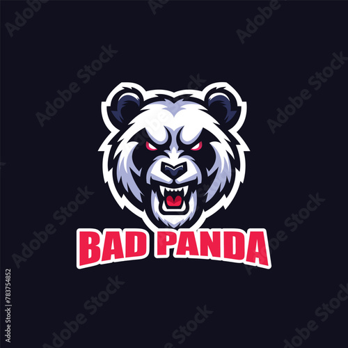 Creative mascot angry panda head logo
