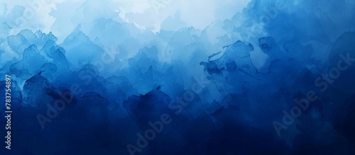 Blue hues on dark blue background create an abstract artistic scene in a close-up painting