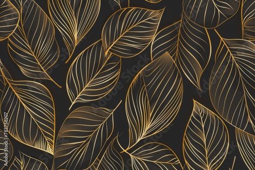 Gold leaf pattern on black background