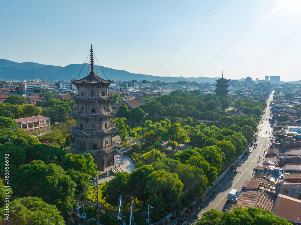 Early morning scenery of Kaiyuan Temple in Quanzhou, Fujian, China