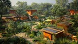 Eco-friendly housing community solar roofs
